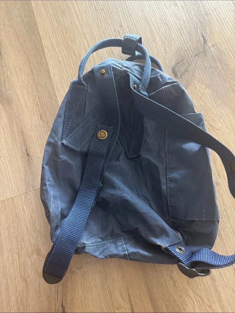 Fjallraven Kanken Mini Dark Blue Backpack with Red Logo